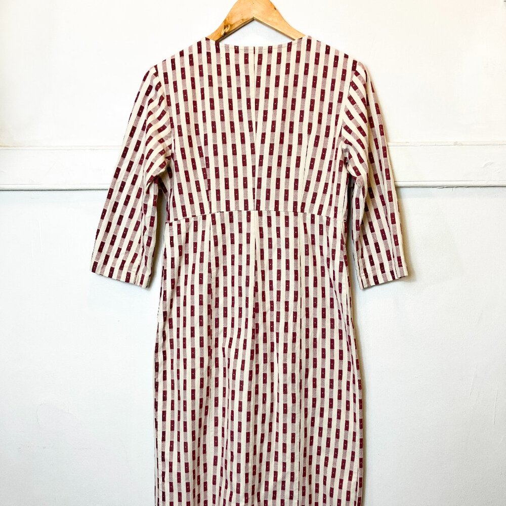 Ilana Kohn Rose Midi Dress Dobby Dot Sz. 2 (S) Red and White Geometric Print - Picture 3 of 9
